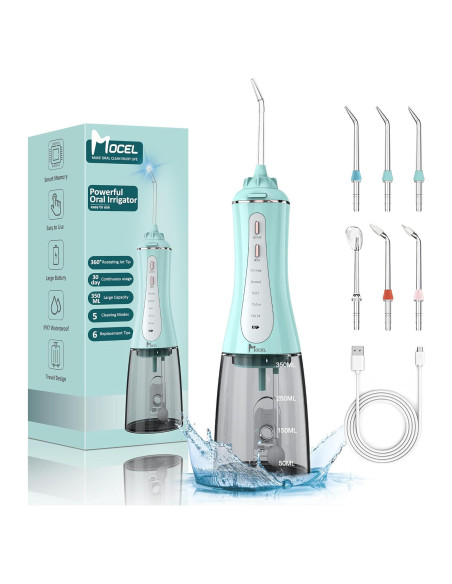 Irrigador Dental Inalámbrico MOCEL 350ml 5 Modos Verde