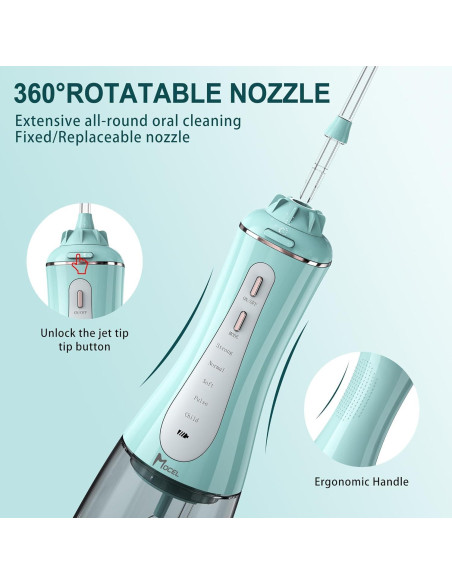 Irrigador Dental Inalámbrico MOCEL 350ml 5 Modos Verde