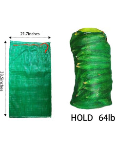 10 Bolsas de Malla Reutilizables Verde 53x85 cm Soportan 29 kg 2