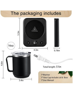 Juego de Taza Calentadora Waipfaru 16oz con Control Térmico 2