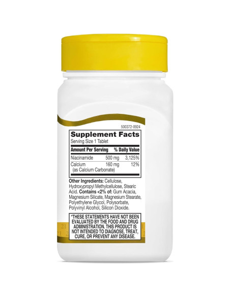 Tabletas de Niacinamida 500 mg 21st Century - 110 Conteo