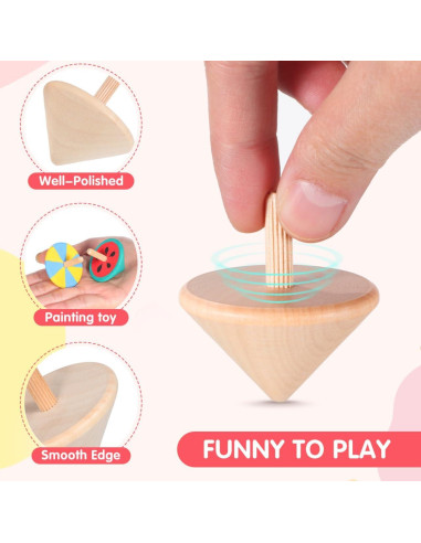 Trompos de Madera Sin Terminar NUOBESTY 12 Piezas DIY