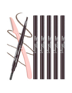 Set de 6 Lápices de Cejas Impermeables Marrón Medio con Afilador