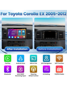 Estéreo Android 9" Fuluku para Toyota Corolla EX 2005-2012 2
