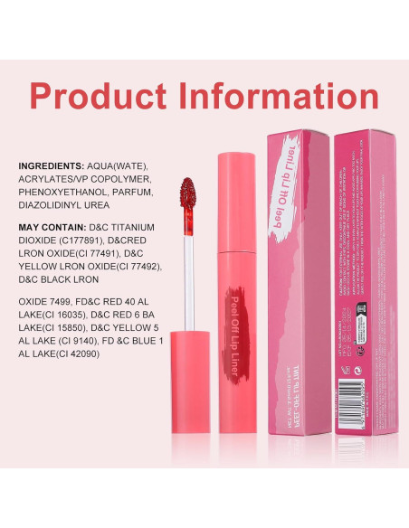 Tinte de Labios Peel Off Ursoulney Rosa 17.8g Larga Duración