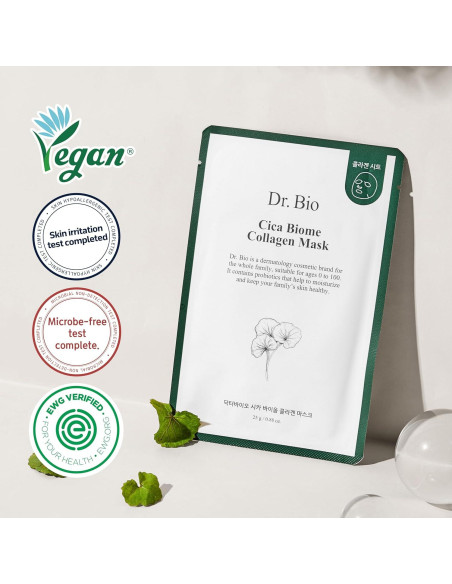 Mascarilla de Colágeno Vegana Dr. Bio - 5 Unidades, Hidratante y Antienvejecimiento
