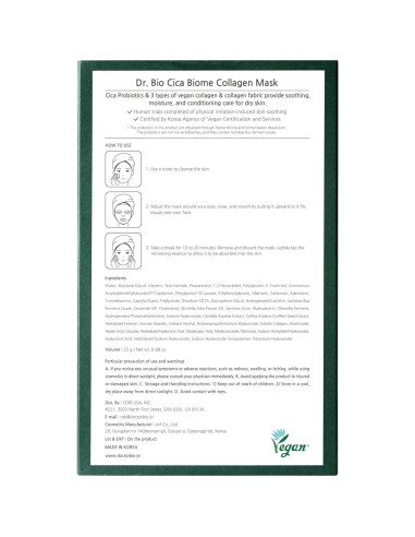 Mascarilla de Colágeno Vegana Dr. Bio - 5 Unidades, Hidratante y Antienvejecimiento