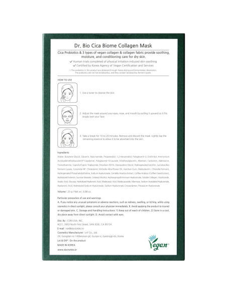 Mascarilla de Colágeno Vegana Dr. Bio - 5 Unidades, Hidratante y Antienvejecimiento