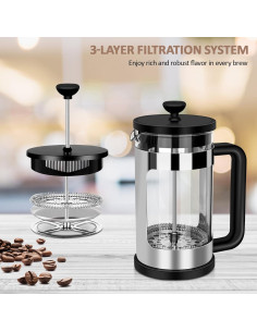 Prensa Francesa Cafetera RAINBEAN 12oz Vidrio Borosilicato 2