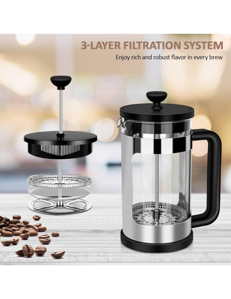 Prensa Francesa Cafetera RAINBEAN 12oz Vidrio Borosilicato