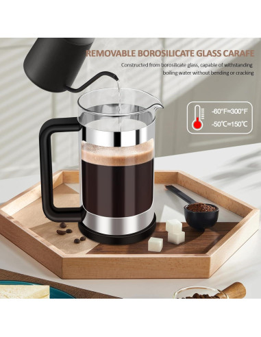 Prensa Francesa Cafetera RAINBEAN 12oz Vidrio Borosilicato