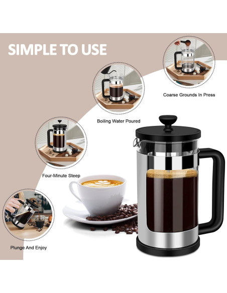 Prensa Francesa Cafetera RAINBEAN 12oz Vidrio Borosilicato