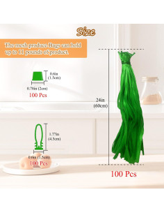Limso 100 Bolsas de Malla Nylon para Hervir Mariscos 60cm Verde 2