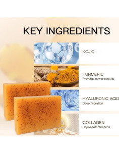 Conjunto de Jabón de Cúrcuma y Limón Hlonns con Esponjas Exfoliantes 2