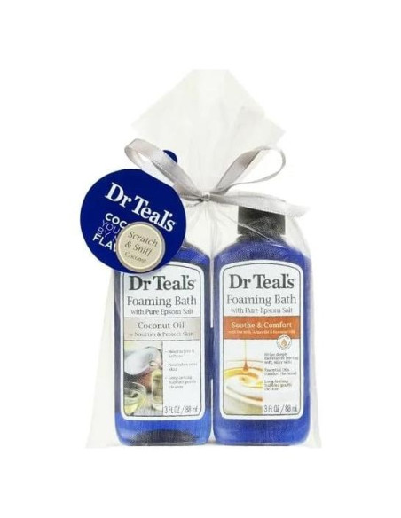 Juego de regalo de baño espumoso Dr Teal's con aceite de coco