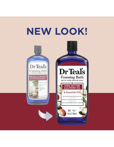 Baño Espumoso Dr Teal's 1008 ml + Remojo Leche y Miel 1420 ml