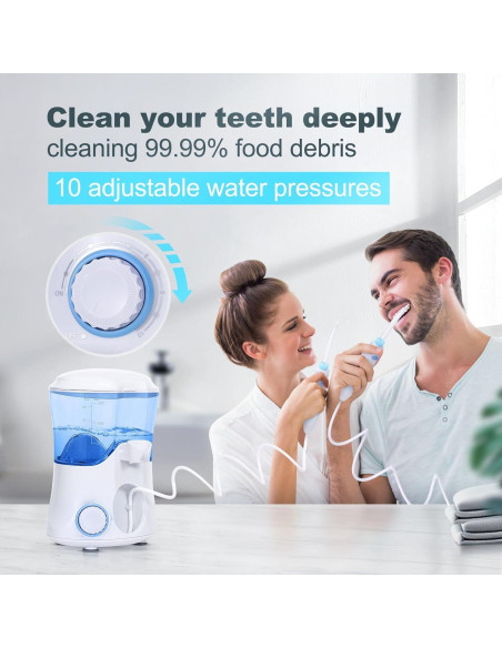 Irrigador Oral Eléctrico Homuserr 600ml con 10 Presiones y 8 Puntas