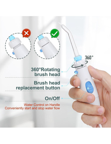 Irrigador Oral Eléctrico Homuserr 600ml con 10 Presiones y 8 Puntas