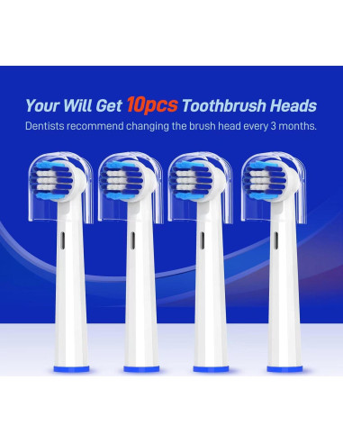 Cabezas de Cepillo de Dientes Eléctrico Mcuy - 10 Unidades Compatibles con Bitvae R1/R2 y Oral-B