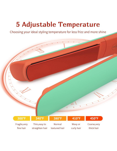 Plancha y Rizador de Pelo Cerámica ALEELAI 2-en-1 Calentamiento Rápido