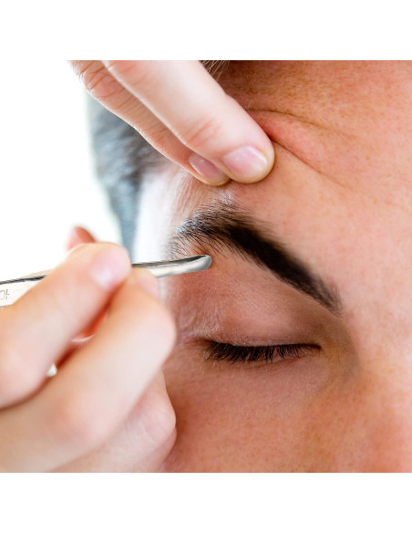 Juego de 3 Pinzas de Acero Inoxidable Punta Redonda para Cejas