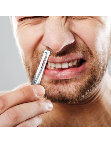 Juego de 3 Pinzas de Acero Inoxidable Punta Redonda para Cejas