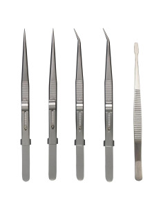 Juego de Pinzas de Precisión Grteark 5 Piezas Acero Inoxidable