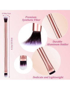 12 Brochas de Maquillaje Doble Punta Perthlin Oro Rosa 2