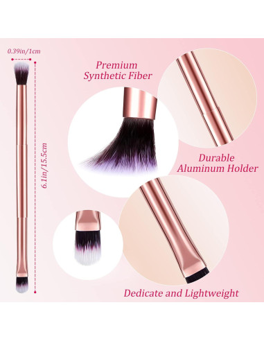 12 Brochas de Maquillaje Doble Punta Perthlin Oro Rosa
