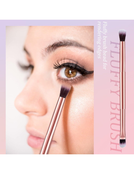 12 Brochas de Maquillaje Doble Punta Perthlin Oro Rosa