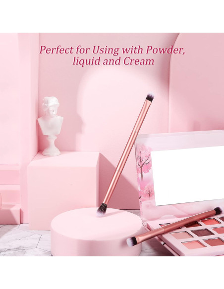 12 Brochas de Maquillaje Doble Punta Perthlin Oro Rosa