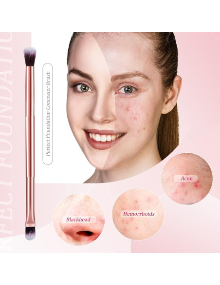 12 Brochas de Maquillaje Doble Punta Perthlin Oro Rosa
