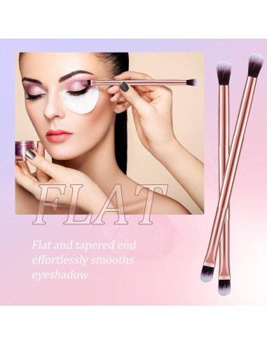 12 Brochas de Maquillaje Doble Punta Perthlin Oro Rosa