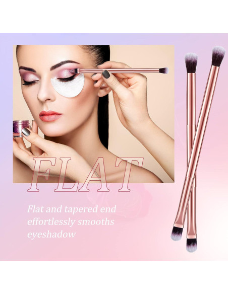 12 Brochas de Maquillaje Doble Punta Perthlin Oro Rosa