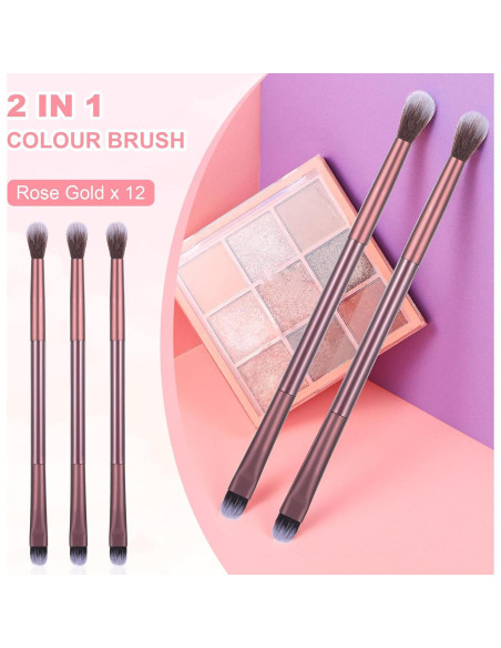12 Brochas de Maquillaje 2 en 1 LLOUSSAK para Sombra de Ojos