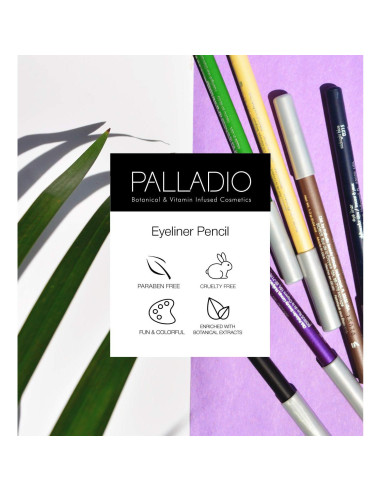Eyeliner de Madera Palladio Negro, Aplicación Fácil, Larga Duración