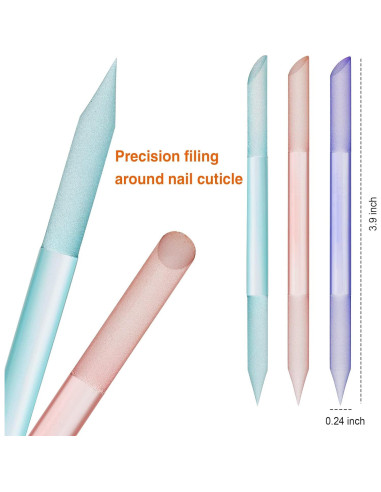 Juego de 3 Empujadores de Cutículas de Vidrio Mudder - Rosa, Púrpura, Azul