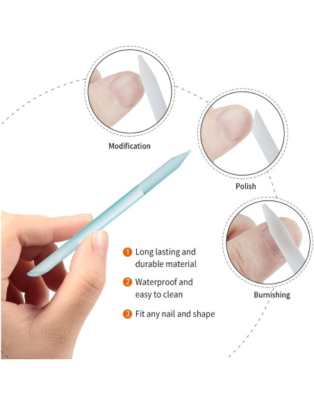 Juego de 3 Empujadores de Cutículas de Vidrio Mudder - Rosa, Púrpura, Azul