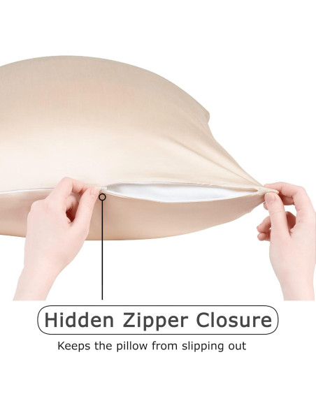 Funda de Almohada Anti Acné Seda Vegana Queen Beige 50.8x76.2cm