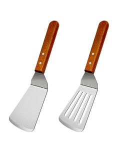 Juego de 2 espátulas de metal KLAQQED - Acero inoxidable y madera