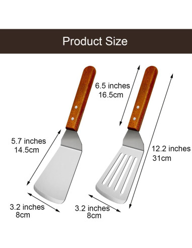 Juego de 2 espátulas de metal KLAQQED - Acero inoxidable y madera