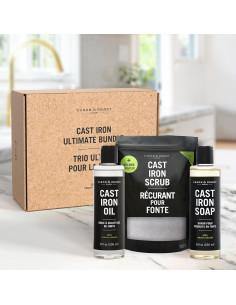 Juego de Limpieza y Sazonado Hierro Fundido Caron & Doucet 2