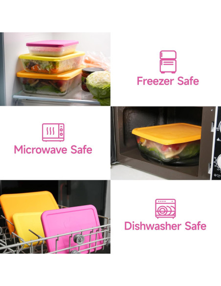 Tapa de Silicona Rectangular LUVCOSY para Tazones Pyrex - 6 Piezas