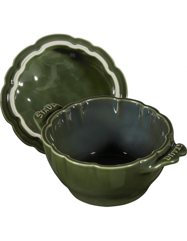 Cazuela de Cerámica STAUB 16 oz Albahaca Ovalada con Tapa