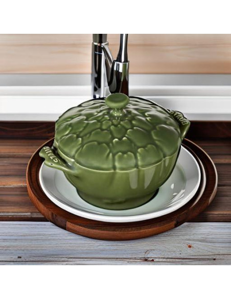 Cazuela de Cerámica STAUB 16 oz Albahaca Ovalada con Tapa