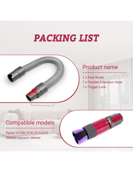 Cepillo de Polvo y Manguera Flexible ACCTDLF para Dyson V7 V8 V10 V11 V15