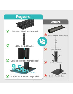 Soporte para Aspiradora PEGZONE con 4 Estantes y Ganchos, Negro 2