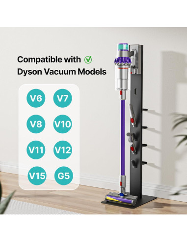 Soporte para Aspiradora PEGZONE con 4 Estantes y Ganchos, Negro