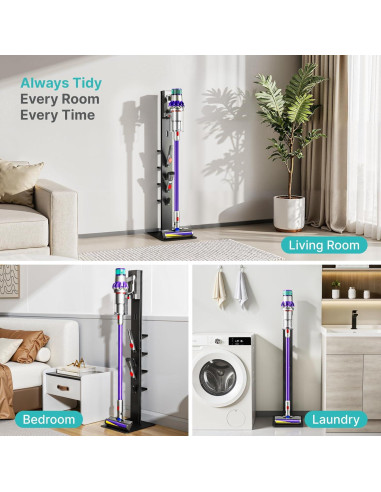 Soporte para Aspiradora PEGZONE con 4 Estantes y Ganchos, Negro