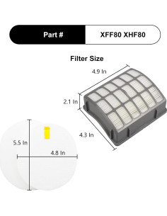 Filtro de Reemplazo CPAI XFF80 para Aspiradora Shark NV60 NV70 2